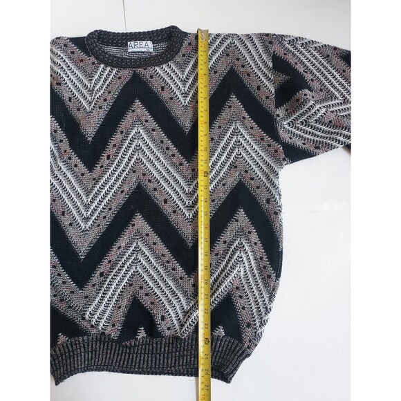 Vintage Mens Area by TAG Retro Geometric Acrylic Sweater Size L Made In USA - Picture 5 of 7